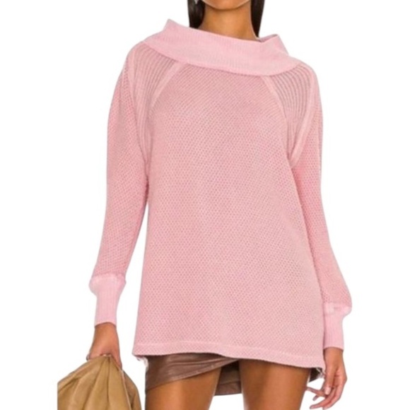 We The Free Sweaters - We The Free (Free People) She's a Keeper Pink Oversized Boho Sweater - Size XS